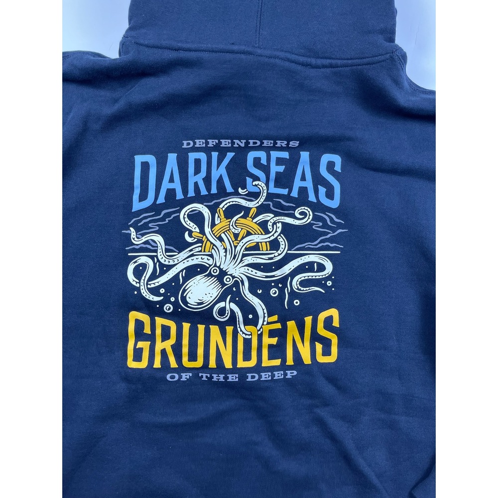 Dark Seas Grundens Great Depths Coastal Fleece Hoodie Navy Blue Mens L NWT - Picture 13 of 15